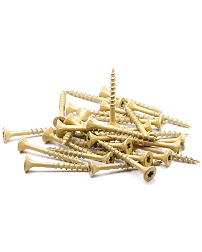 Image of IMSCREWS #8 x 1-5 /8 Inch Deck Screws 25 Pcs, Tan Coated Exterior Wood Screws for Pressure Treated Lumber, Star Drive Flat Head with Nibs, Type 17 Point Self-Tapping Fasteners for Fence and Outdoor Use