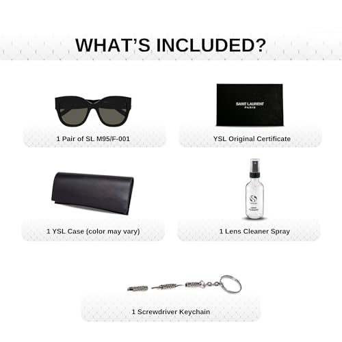 SAINT LAURENT SL M95/F Square shape Sunglasses + Bundle with eSHADES Luxury Eyewear Kit4