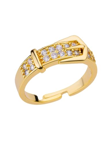 Cadeau de couple bague en zircon ajustable couleur or pour marquer les esprits