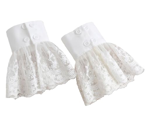 Mrotrida Womens Hollow Out Sleeve Cuffs Vintage Ruffles Floral Lace Horn Cuffs Detachable Fake Lace Wrist Gloves 1Pair