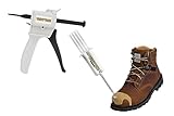 Tuff Toe Work Boot Repair Kit: (TAN) TUFF GUN APPLICATOR & BOOT BUNDLE (Tan) Combo Upgrade Leather Boot Shoe Adhesive Resole Restore Steel Toe Work Boots