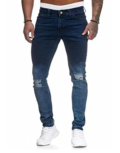 Hungson Men's Stretchy Ripped Skinny Biker Jeans Taped Slim Fit Denim Pants #TOP10