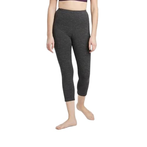All in Motion Women's Contour Power Waist High-Waisted Textured Capri Leggings 22" - Black - (XSmall)