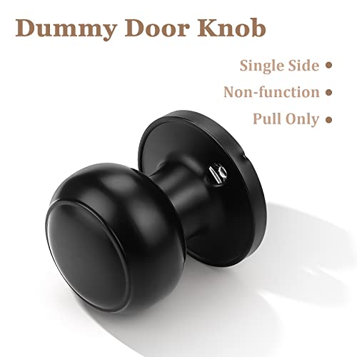 Probrico (6 Pack Classic Closet Door Knobs Dummy Door Knob, Individual Non-Turning Dummy Door Knob Single Side, Black Interior Door Knobs, Easy Installation #TOP1