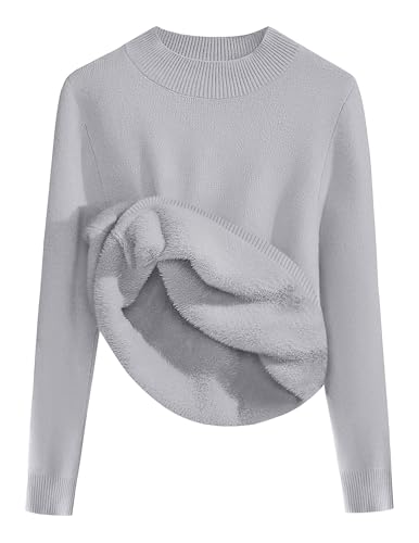 Zeagoo Women's Fleece Sherpa Lined Sweater Mock Neck Long Sleeve ...