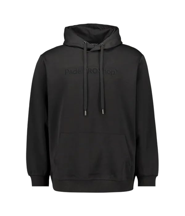 Padel Pro Shop Sudadera de Algodón Negro con Capucha y Bolsillo, Logo en Relieve, Moderna y Única