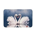 zerbino per interni ed esterni, antiscivolo, per san valentino, coppia di cigni e cuore, per ingresso, portico, lavanderia, bagno, camera da letto, tappeto 50,8 x 80 cm