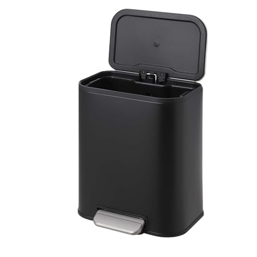 Caneca de basura rectangular de acero inoxidable 20 L negra miniatura 1