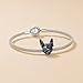 Egyptian Bastet Cat Charm 925 Sterling Silver – Blue CZ Eyes & Black Enamel Amulet Bead, Lucky Protection Cat Jewelry Compatible with Pandora & European Bracelets