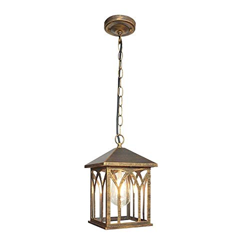 Chandelier extérieur lanterne carrée laiton suspension IP54 style européen vintage
