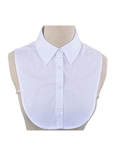 Wilotick Elegante Moda Mujer falsificación Mitad Camisa Blusa oberteile Desmontable Falso Collar Corbata Collar Color Blanco