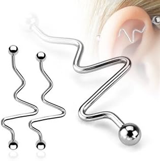 316L Surgical Steel Zig Zag Loop Industrial Bar Barbell 1 1/4" Body Accentz® Jewelry Sold Individually