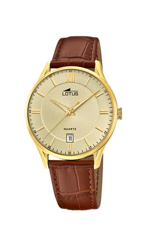 Reloj Lotus para Hombre 18403/G Correa Clasico Caja de Acero Inoxidable 316l Dorado Correa...
