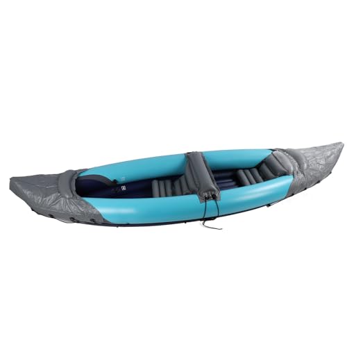 Kayak Plegable para 2 Personas, Canoa Inflable de PVC Engrosada con Protección Solar Portátil, Canoa en Tándem Doble Portátil, Juego de Kayak Inflable para Pesca, Rafting,