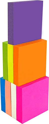 4A Sticky Notes,2 x 2 Inches,Small Size,Neon Assorted,8 Different Colors,Self-Stick Notes,100 Sheets/Pad,8 Pads/Pack,4A 2028-N