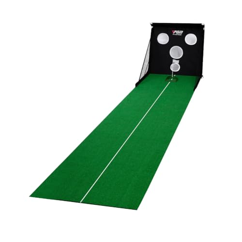 Bavloren パターマット 室内用ゴルフパターマット パター練習器具 多機能練習器 一体式球穴ネット 自動回球付き 収納便利 多ホール 防球ネット (A)
