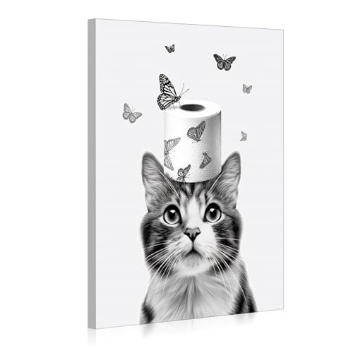 JBER Canvas Painting Wall Art Poster, home decor, suitable for bathroom decor space personalized decoration,(CAT, 40×30cm)