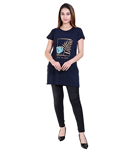 Image of DG Divine GirL Women's Cotton Printed Long Regular Fit Round Neck Top /T-Shirt /Tshirts