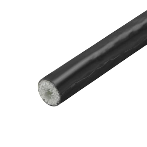 Image of MECCANIXITY 1 /2 inch ID 5ft Heat Shielded Fire Sleeve Silicone Coated Fiberglass Tape, for Automotive Hose Lines Wires Electrical Wiring, Black