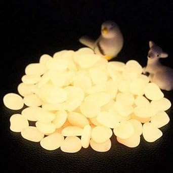 1100Pcs Glow Stones Glow in The Dark Garden Stones Pebbles, Gardening Luminous Stones Outdoor Decor Glowing Water Fish Tank Gravel Orange