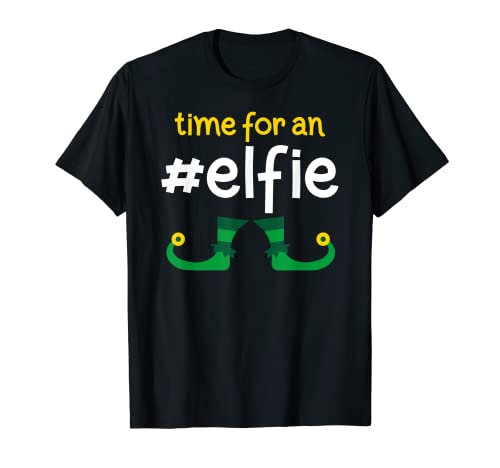 Hashtag Elfie Selfie. Christmas Elf Costume. Funny Christmas T-Shirt