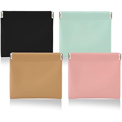 BABORUI 4Pcs Small Makeup Bag for Purse, Pocket Cosmetic Bag Squeeze Top, Portable Mini Travel Makeup Bag for Women Cover