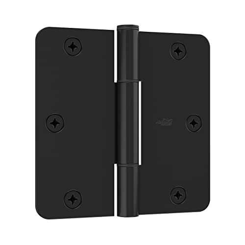 National Hardware Squeak Guard Hinges 1/4 In. Radius Round Corner 3-Pack in Matte Black