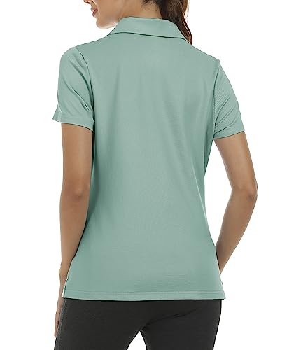 MoFiz Womens Zip up Golf Polo Shirt Short Sleeve Workout Golf Top Moisture Wicking Lightweight Tennis Shirts3