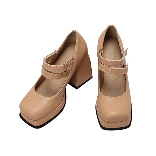 MFairy Platform Chunky Heel Mary Jane Shoes Square Toe Punk Party Pumps3
