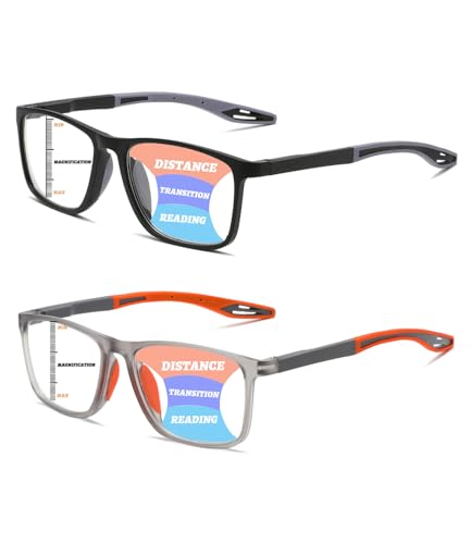Hubeye Gafas de lectura deportiva para mujeres y hombres ultraligeras anteojos de lectura gafas anti luz azul (Negro+Naranja, 1.50)