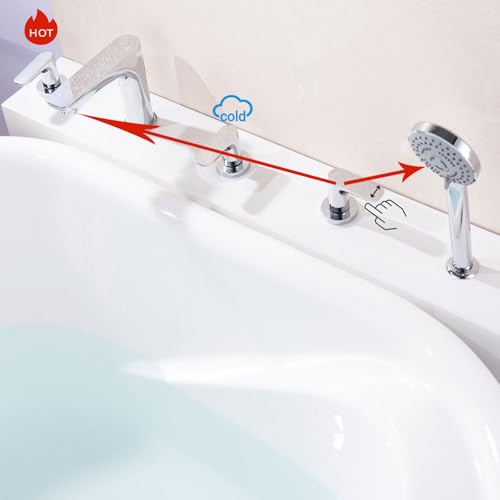 Robinet de Baignoire à 5 Trous Noir en Laiton avec Douchette - 3