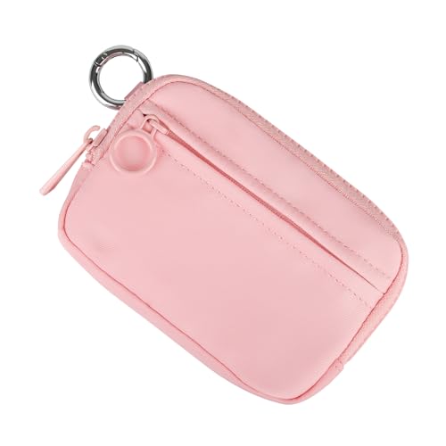 Image of The Iris Wallet Zipper Mini Coin Purse Keychain ID Holder Wallet | Zip Card Case with ID Window Purses for Women Mini Portable Keychain Wallet,Pink