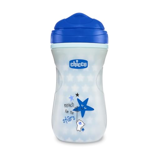 Chicco Glowing Cup Bicchiere Antigoccia Bambini 266 ml, Blu, Confezione da 1