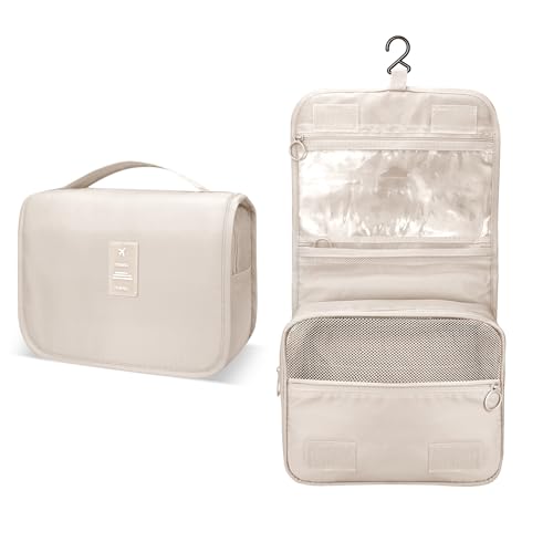 Image of Lcsmaokin Large Capacity Toiletry Bag Travel Bag with Hanging Hook for Men and Women Waterproof Travel Cosmetic Bag Bathroom Storage Bag for Brushes Set, Full-Sized Shampoo, Toiletries, Accessories,
