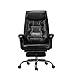 HMBB Chaises de Gestion Chaires exécutives Vintage PU Cuir Deluxe Massage Bureau avec Oreiller Remise- Pieds Rembourrage Ergonomique Réglable Hauteur Style Executive Swivel High High Back Noir