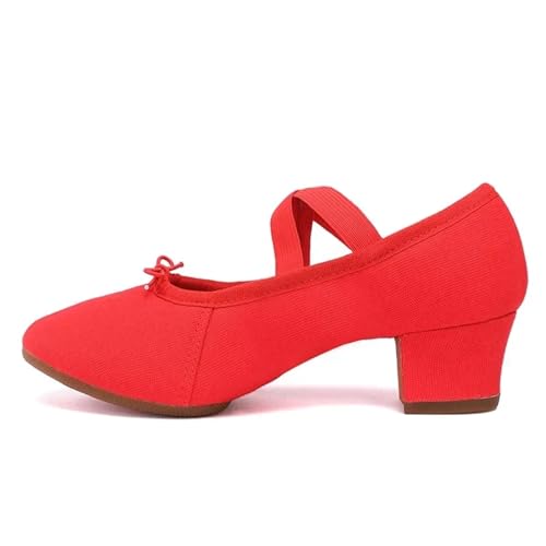 Latin Dance Shoes for Women Adult Jazz Ballroom Canvas Dance Shoes Women Teacher Soft Sole Latin Modern Dance National Shoes(White 3.5 cm Heel,39)3