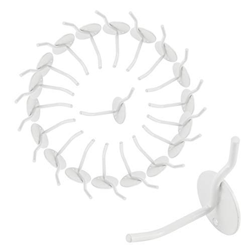 20 ganchos de panel perforado de 1/8 pulgadas, diámetro pintados de metal, para colgar ganchos surtidos para taller de garaje y organizador de venta al por menor, color blanco