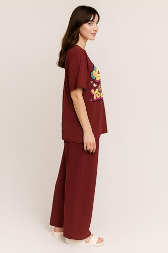 Image of My Swag Womens Printed Nightwear Set | Printed T-Shirt & Lower Set for Womens&Girls
