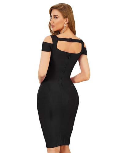 meilun Cold Shoulder Bandage Bodycon Dress for Women Wedding Guest Dress Birthday Party Event Dress2