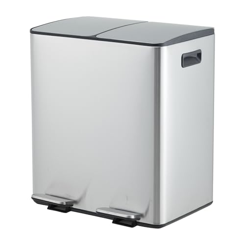 Bote de basura doble compartimento 40L acero inoxidable