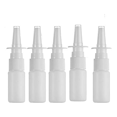20ML White Empty Plastic Nasal Spray Bottles Pump Sprayer Mist Nose Spray Refillable Bottle For Saline Water Wash Applications Pack of 5 Cover