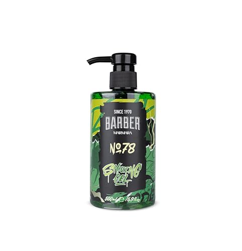 BARBER MARMARA Gel de afeitado para hombre nº 78 – Gel de afeitado transparente para hombre, 500 ml, para un afeitado preciso de los contornos de la barba, deslizamiento óptimo, enfría la piel