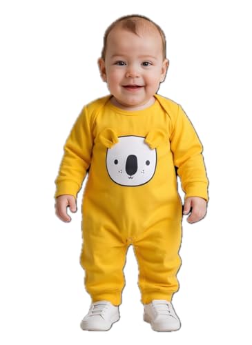 Image of 100% Cotton Animal face Print with 3D ears Rompers Sleepsuits Jumpsuit Night Suits for Infants Newborn Baby Boys & Girls
