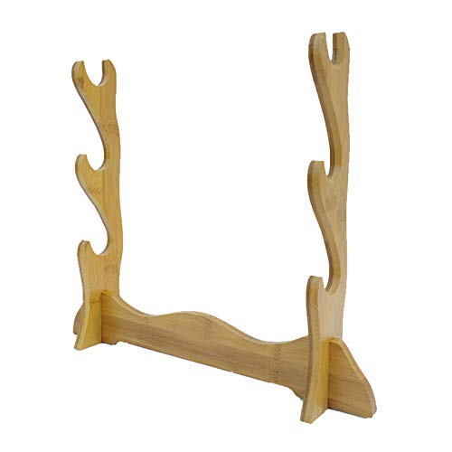 Zewoi Espada samurái de Madera de bambú Katana Wakizashi Tanto Soporte de pie 1/2/3/4/5 Niveles, Color Madera bambú,3 Layer Cover