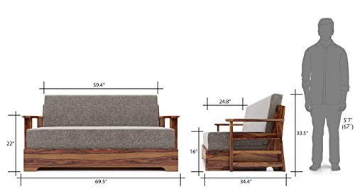 Image of Sheesham Wooden Mahim Sofa Bed Arm with Storage (Brown)