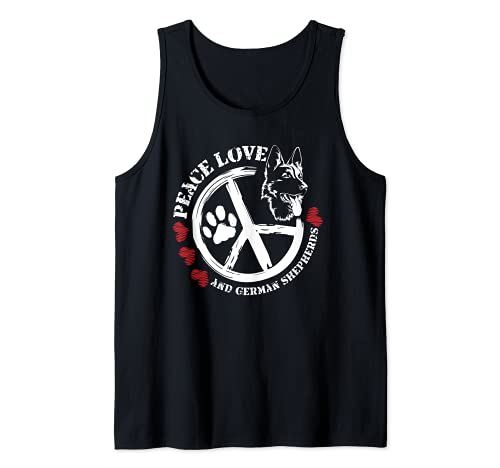 Peace Love German Shepherd Dog Paw Print Puppy Doggie Lover Canotta