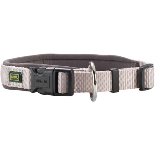 HUNTER NEOPREN VARIO PLUS Halsung, Hundehalsband, Nylon, mit Neopren gepolstert, 30/1,5 (XS-S), grau