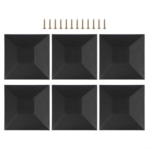 Lot de 6 cache-poteaux de clôture pour poteaux en bois avec 12 vis, plastique noir givré résistant aux intempéries, avec barres de soutien internes pour protection de terrasse et de jardin, facile à