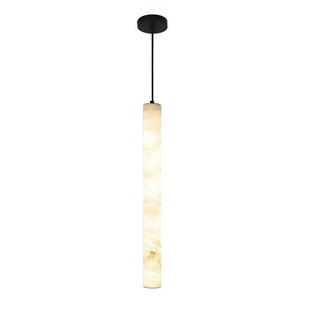 Lampe suspendue linéaire anti-éblouissement en albâtre naturel tube marbre chic