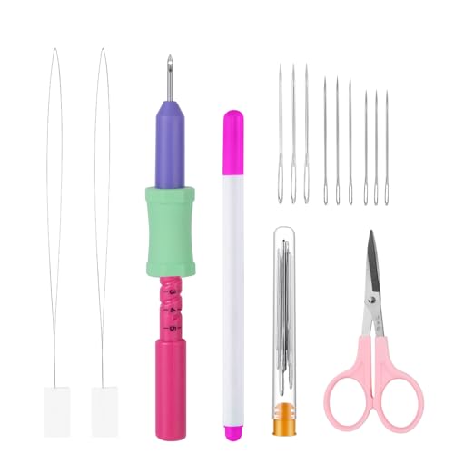 Image of Cheloment 2.2mm Punch Needle Kit Adjustable Punch NeedleTool with Threader,Lightweight Punch Needle with 5 Needle Lengths, Needle Punch Kits for Beginner,Embroidery Punch Needle,Easy to Use